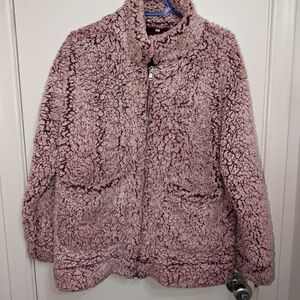 Oversized sherpa sweater jacket full zip